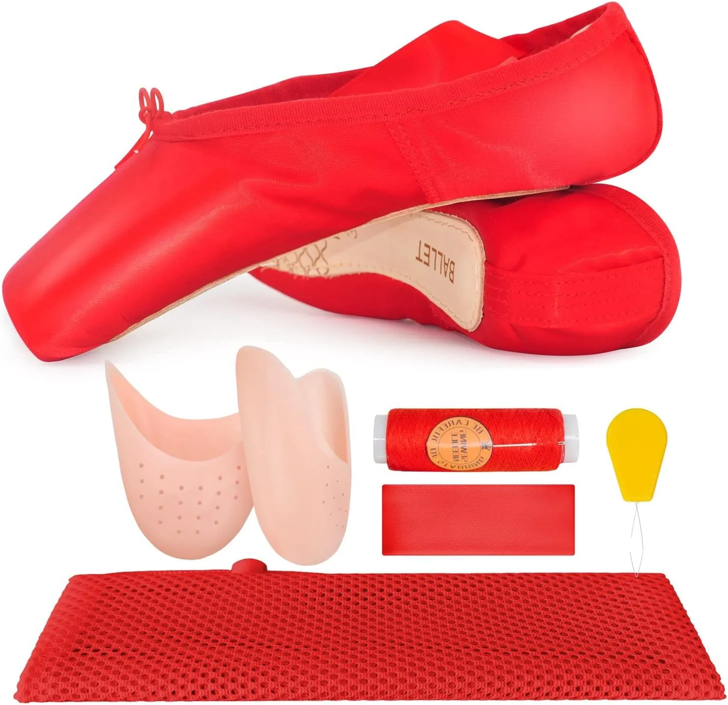 IJONDA Adult Ballet Pointe Shoes for Girls and Women with Toe Pads and Mesh Bag