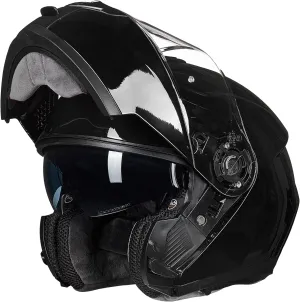 ILM Adult Motorcycle Modular Full Face Helmet Flip up Dual Visor DOT Approved Model 159(Gloss Black,XX-Large)