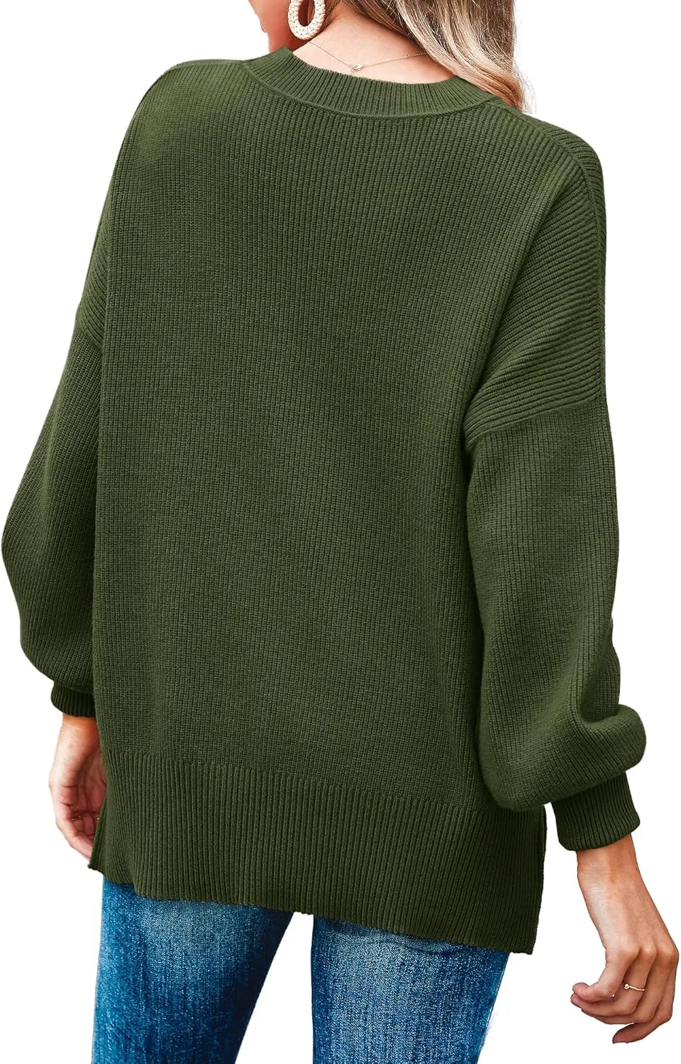Imily Bela Womens Oversized Tunic Sweaters Fall Slouchy Long Sleeve Ribbed Knit Side Slit Pullover Jumper