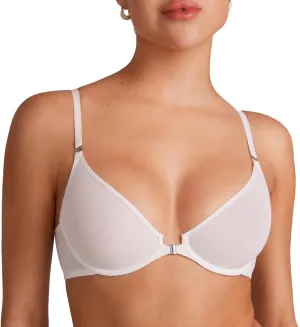 INLYRIC Women's Cosnufy Sheer Front Closure Bra - Demi Sexy Seamless Unlined No Padding Mesh Underwire Bra
