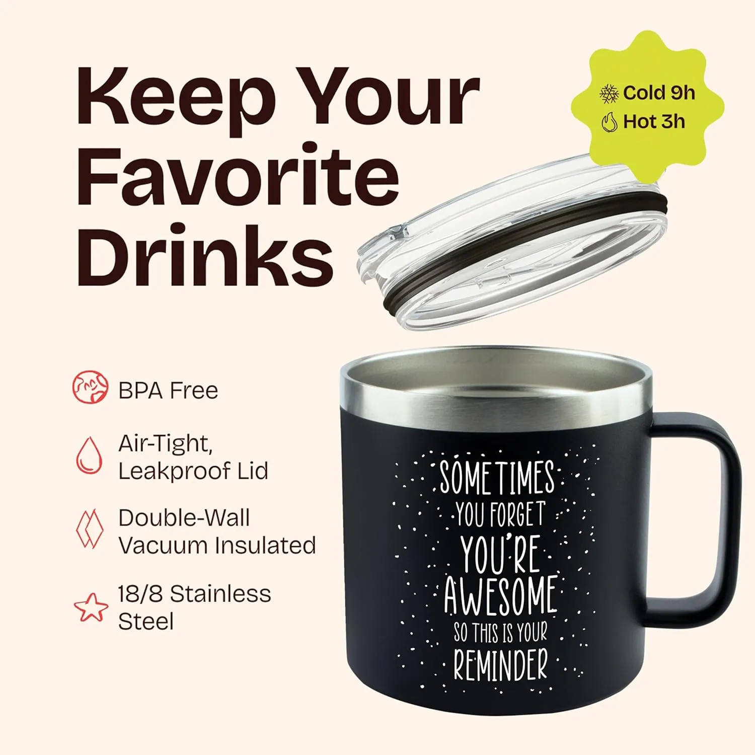 Inspirational Gifts for Men - Sometimes You Forget Your Awesome Gifts 14oz Mugs for Fathers Thinking of You Gift for Men Coffee Lovers Birthday Gift Ideas Cup Dad Presents for Birthday Awesome Mug