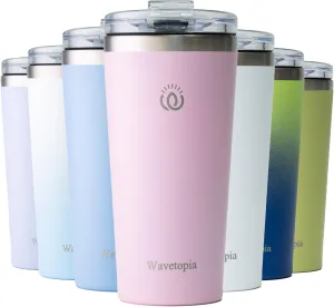 Insulated Coffee Mug with Lid, Reusable Stainless Steel Travel Coffee Cup, 16 Oz Double Wall Vacuum Spill Proof Tumbler Cups for Men and Women Hot & Cold Drinks（Rose）