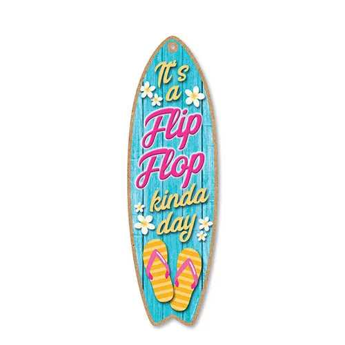 It's a Flip-Flop Kinda Day Wooden Surfboard Signs, 5 inch by 16 inch, Wooden Hanging Sign, Decorative Wall Art, Home Party Summer Decor