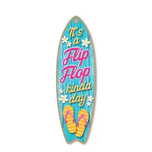 It's a Flip-Flop Kinda Day Wooden Surfboard Signs, 5 inch by 16 inch, Wooden Hanging Sign, Decorative Wall Art, Home Party Summer Decor