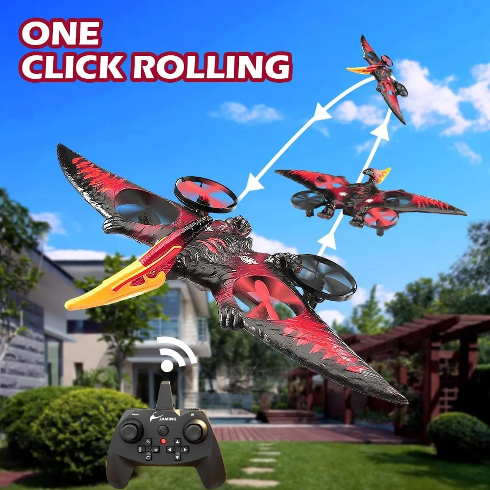 jaming Pterodactyl Dinosaur Toys Drone for Kids and Adults Easy to Fly Dragon Remote Controlled Aircraft for Beginners Hobby RC Plane Toys Birthday Gifts for Boys