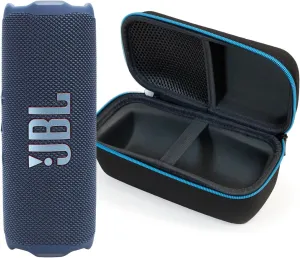JBL FLIP 7 Bluetooth Speaker & divvi! Premium Hard Case Bundle - Blue