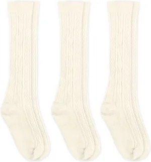 Jefferies Socks Baby Girls' Classic Cable Knee High Socks 3 Pair Pack