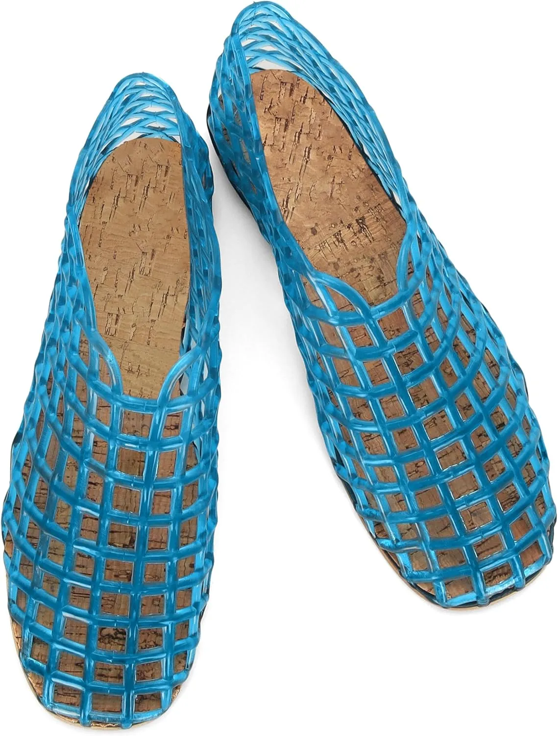 Jelly Mesh Ballet Flats for Women Fishnet PVC Clear Hollow Jellies Sandals Comfortable Beach Ballerina Flats Shoes