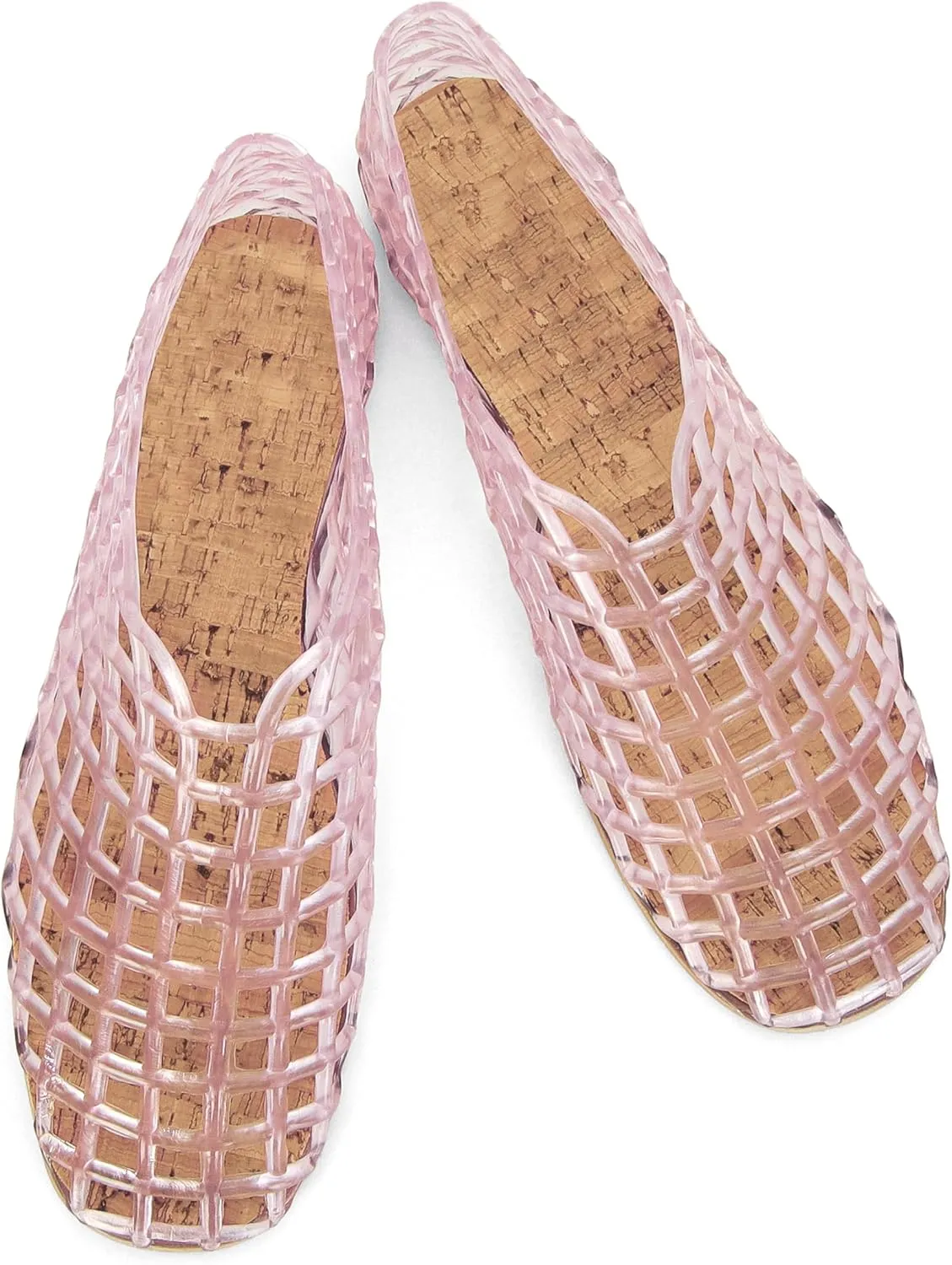 Jelly Mesh Ballet Flats for Women Fishnet PVC Clear Hollow Jellies Sandals Comfortable Beach Ballerina Flats Shoes