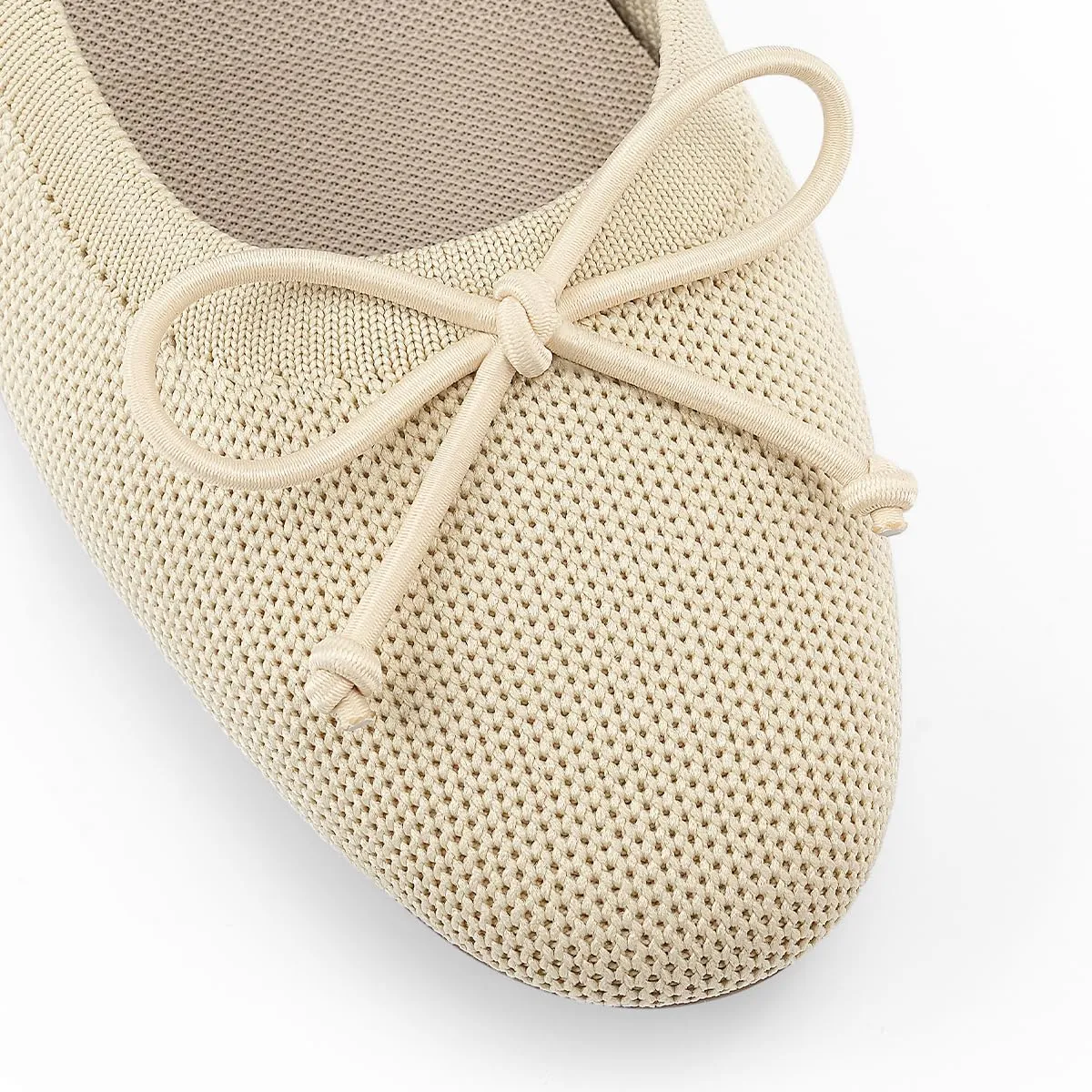 JENN ARDOR Womens Ballet Chunky Pumps Low Heels Dress Shoes Ladies Casual Office Shoes for Women Round Toe Knit Comfortable Slip On Mesh Flat