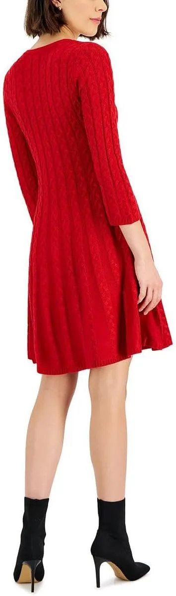 Jessica Howard Womens Cable Knit Mini Sweaterdress