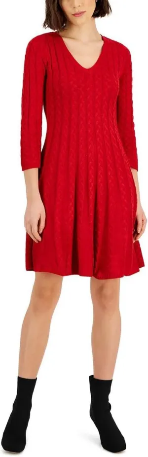 Jessica Howard Womens Cable Knit Mini Sweaterdress