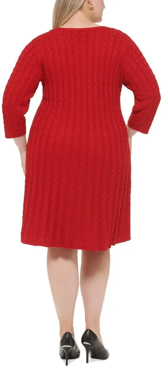 Jessica Howard Womens Cable Knit Mini Sweaterdress