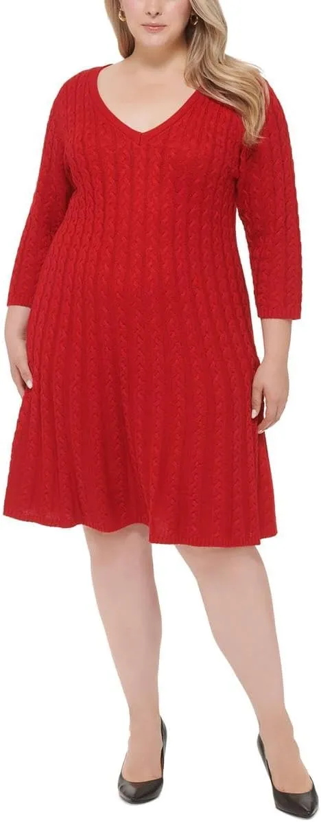 Jessica Howard Womens Cable Knit Mini Sweaterdress