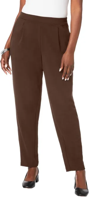 Jessica London Women's Plus Size Stretch Knit Elastic Pull-On Straight Leg Pants Trousers
