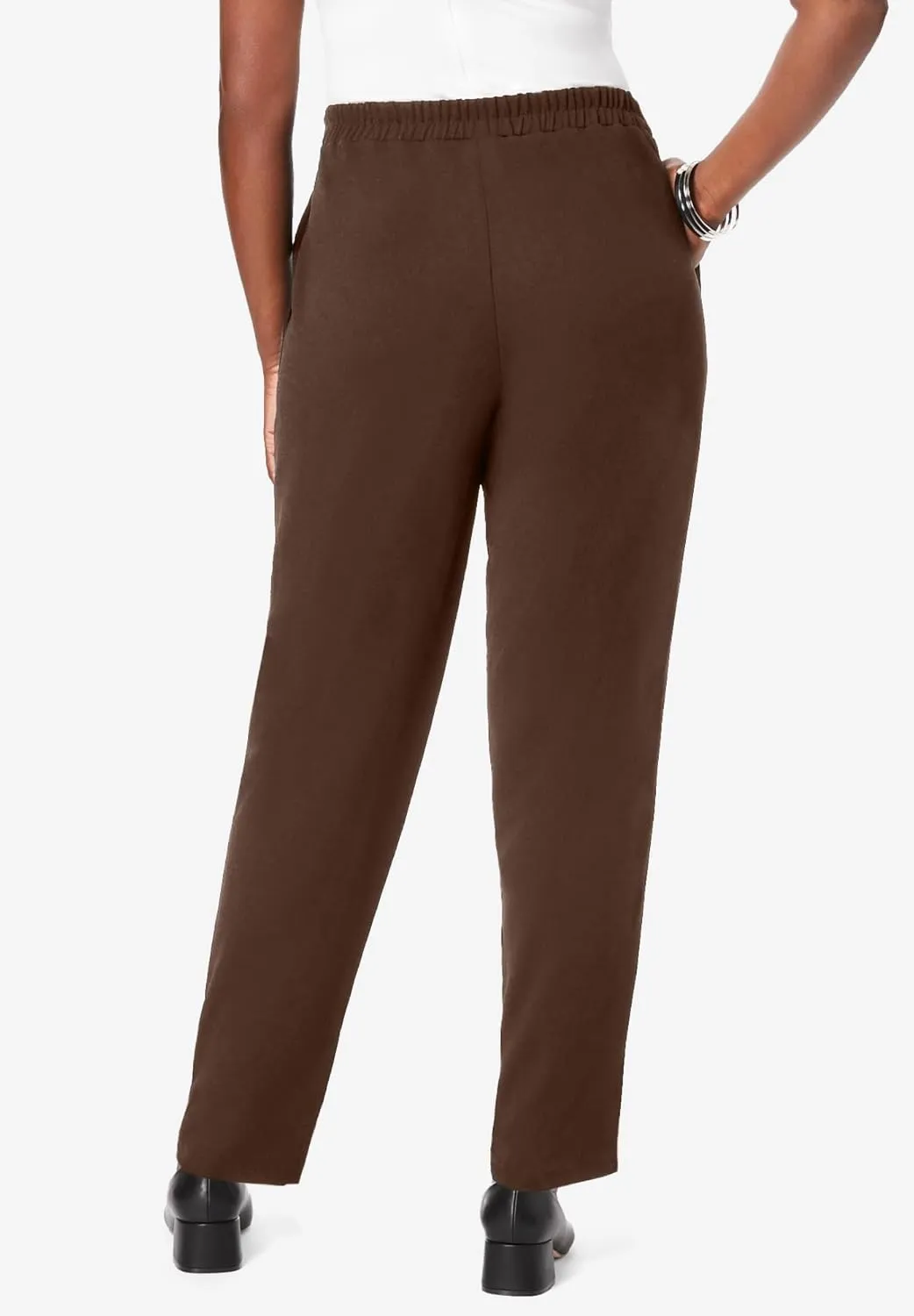 Jessica London Women's Plus Size Stretch Knit Elastic Pull-On Straight Leg Pants Trousers
