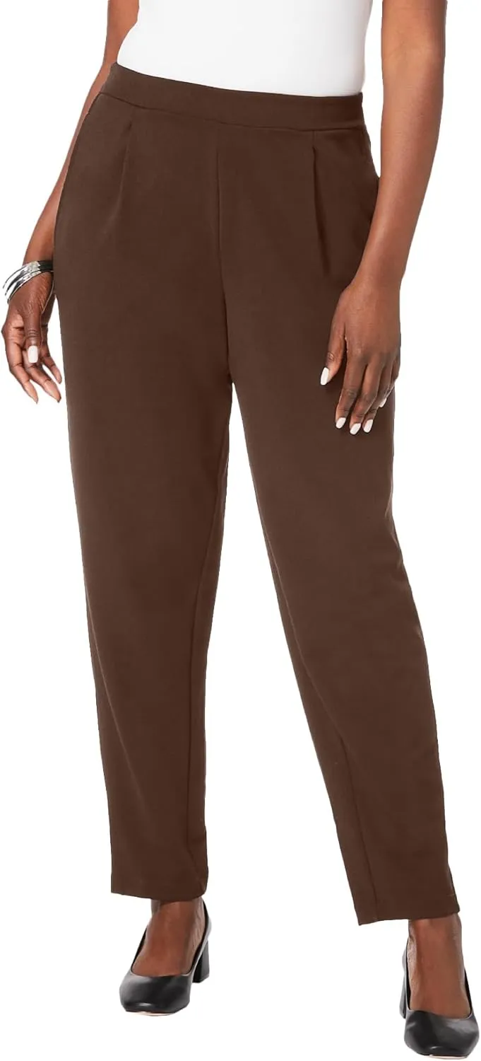 Jessica London Women's Plus Size Stretch Knit Elastic Pull-On Straight Leg Pants Trousers