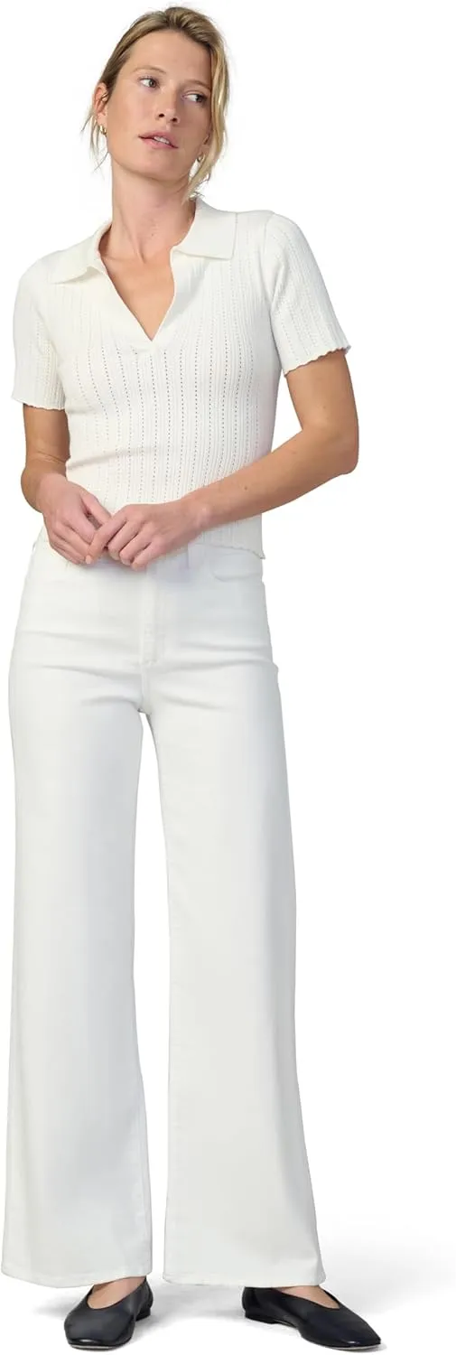 Joe's Women's The Jess Pointelle V-Neck Short Sleeve Polo Shirt
