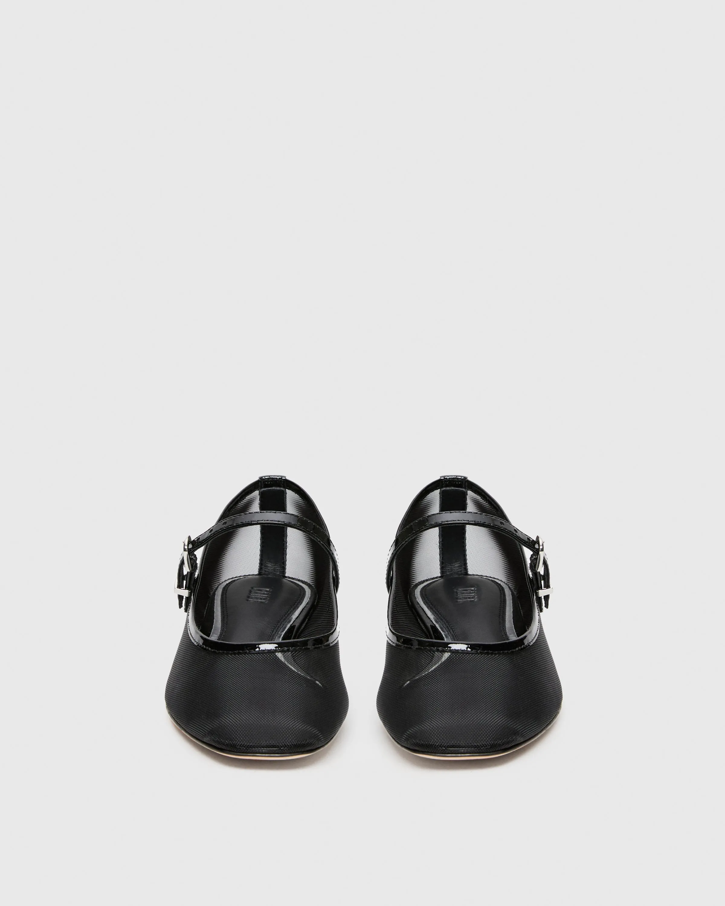 Josie Flat - Black Mesh/Patent Leather
