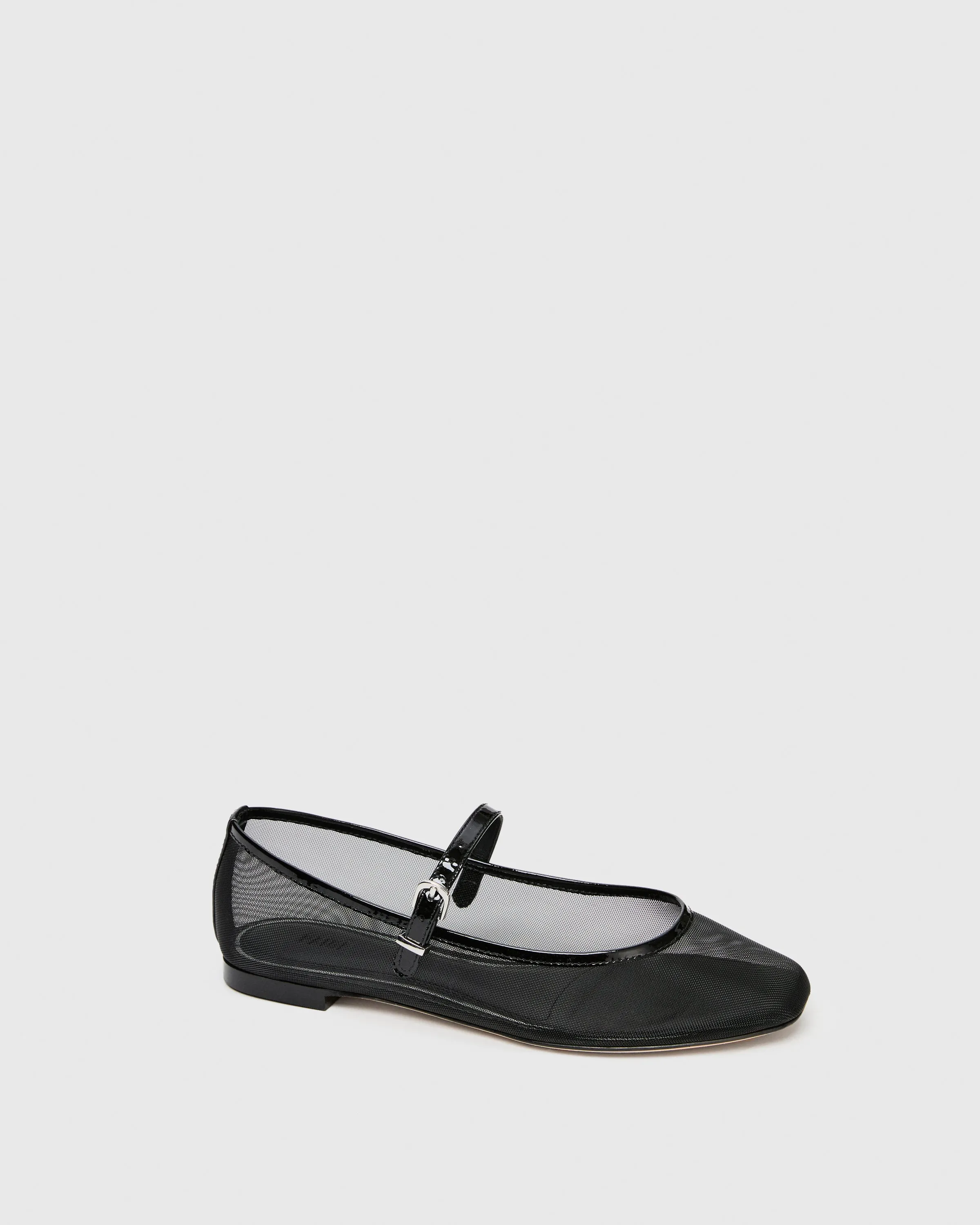 Josie Flat - Black Mesh/Patent Leather