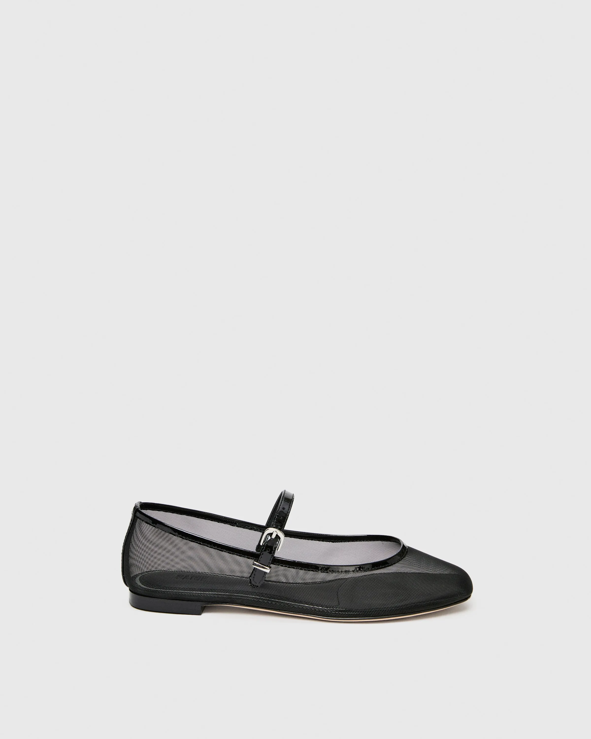 Josie Flat - Black Mesh/Patent Leather