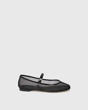 Josie Flat - Black Mesh/Patent Leather