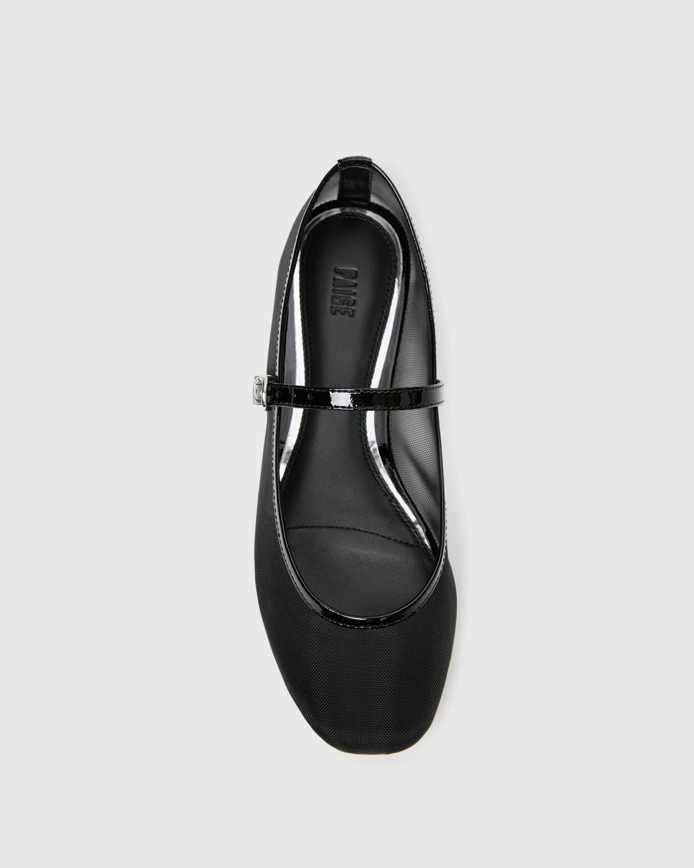 Josie Flat - Black Mesh/Patent Leather