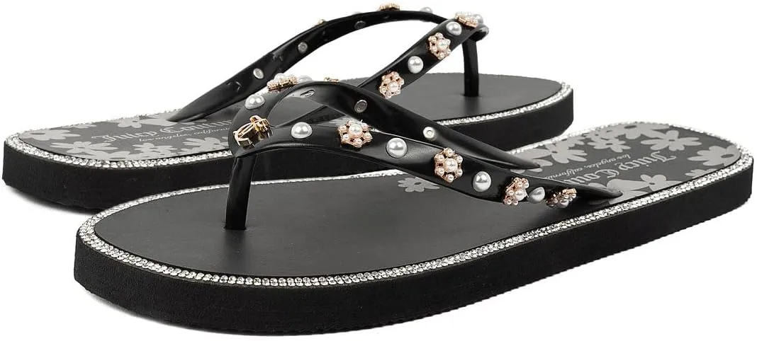 Juicy Couture Women's Flip Flops – Lightweight Beach Sandals, Casual Shower & Pool Slides