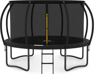 JUMPZYLLA Trampoline Outdoor 8FT 10FT 12FT 14FT 15FT 16FT with Enclosure and Ladder, ASTM Approved Recreational Trampoline for Kids and Adults, Anti-Rust Coated Frame