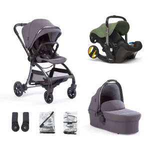 Junior Jones Aylo Dark Slate 6pc Travel System inc Doona Desert Green Car Seat