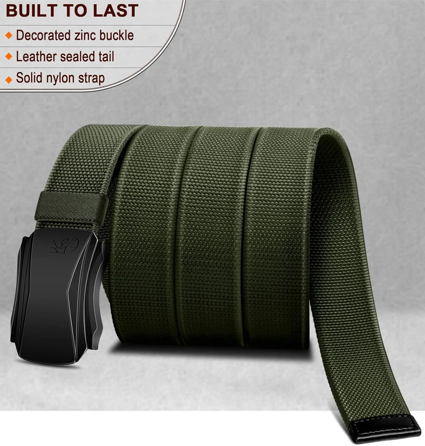 KEMISANT Mens Belt, Military Tactical Stretch Web Nylon Belt For Gift Men Hiking Hunting 1.5",Cut For Fit