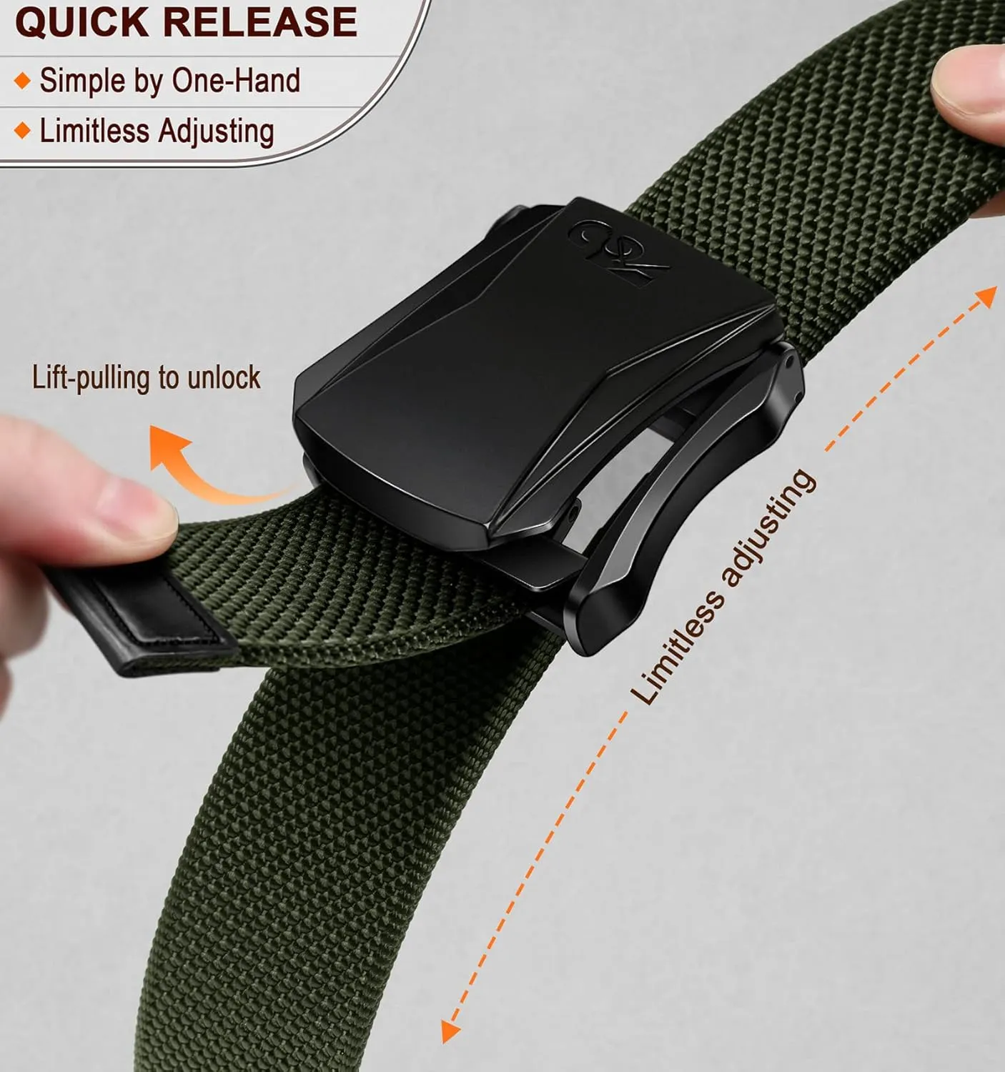 KEMISANT Mens Belt, Military Tactical Stretch Web Nylon Belt For Gift Men Hiking Hunting 1.5",Cut For Fit