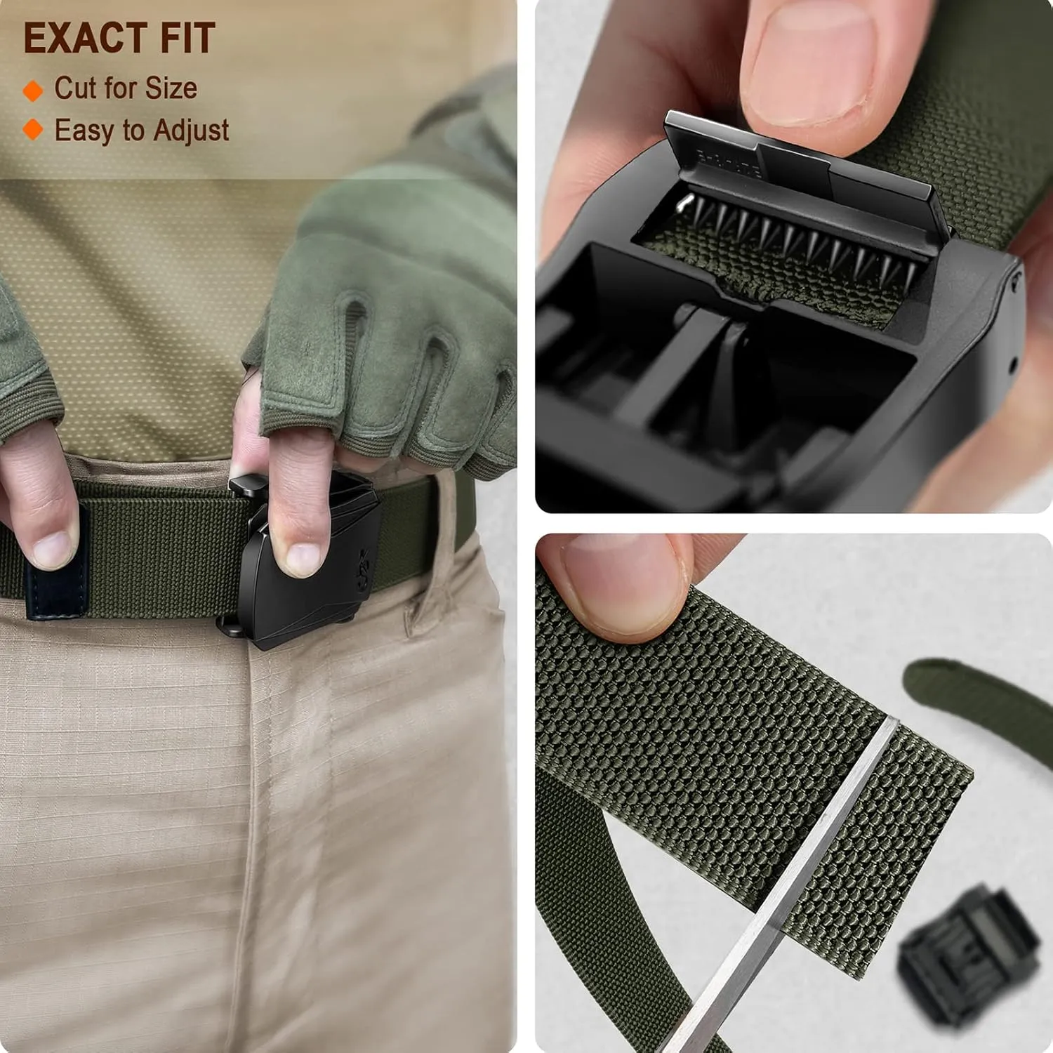 KEMISANT Mens Belt, Military Tactical Stretch Web Nylon Belt For Gift Men Hiking Hunting 1.5",Cut For Fit