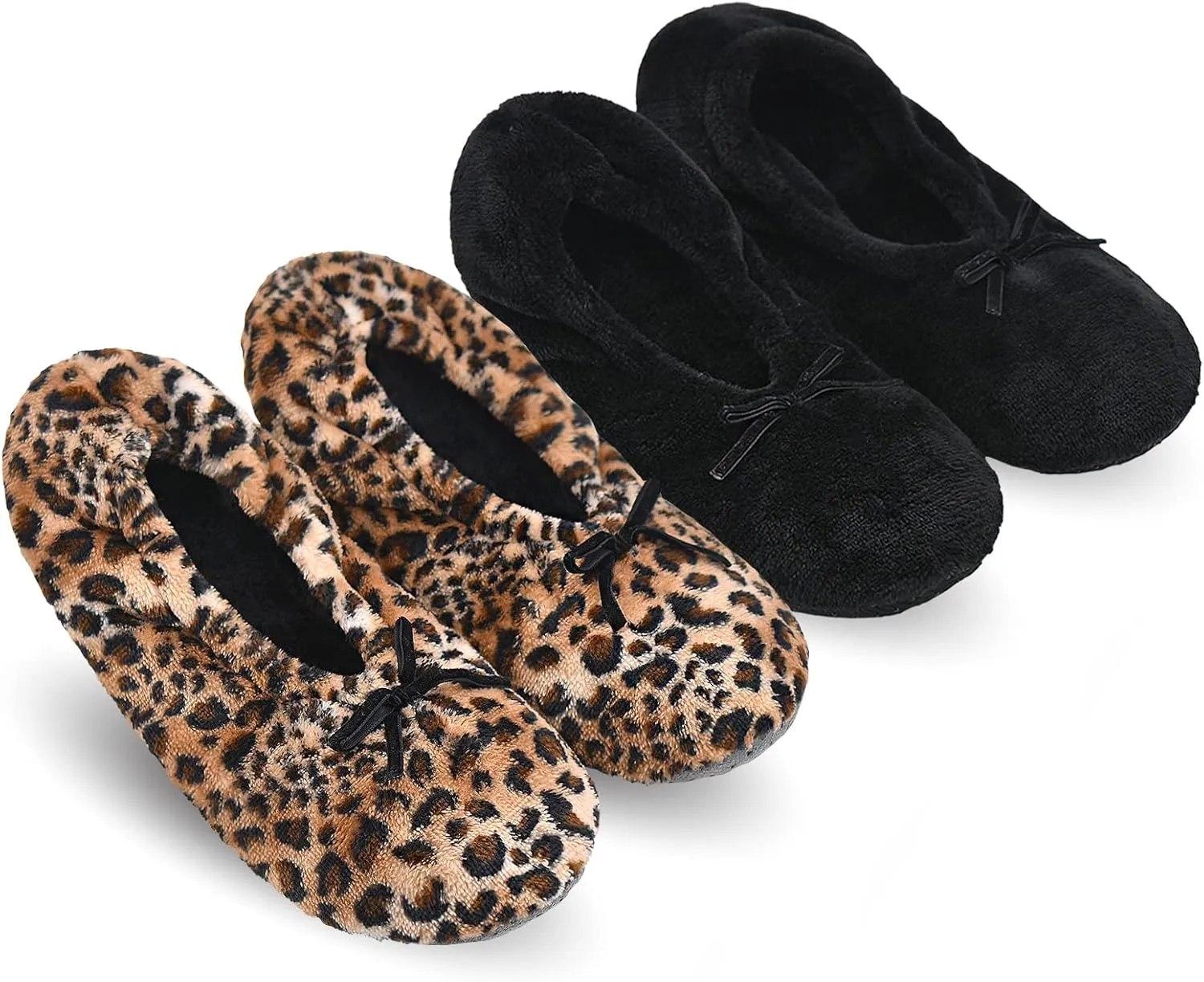 Keyela Women's Memory Foam House Fluffy Ballerina Slippers Ballet Shoes Fuzzy Cute Faux Fur Closed Toe Slip On Indoor Slippers