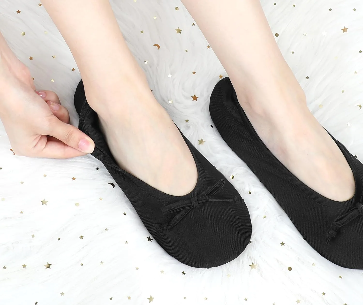 Keyela Women's Memory Foam House Fluffy Ballerina Slippers Ballet Shoes Fuzzy Cute Faux Fur Closed Toe Slip On Indoor Slippers