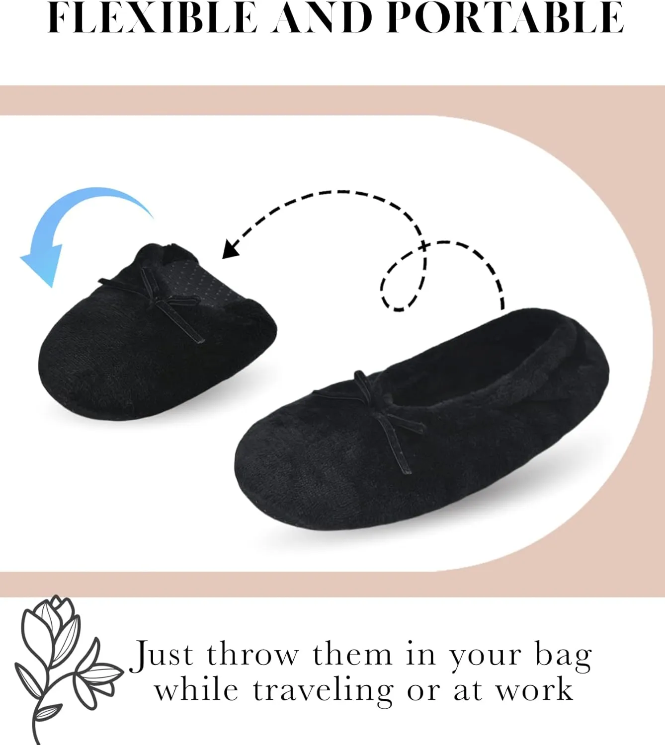 Keyela Women's Memory Foam House Fluffy Ballerina Slippers Ballet Shoes Fuzzy Cute Faux Fur Closed Toe Slip On Indoor Slippers