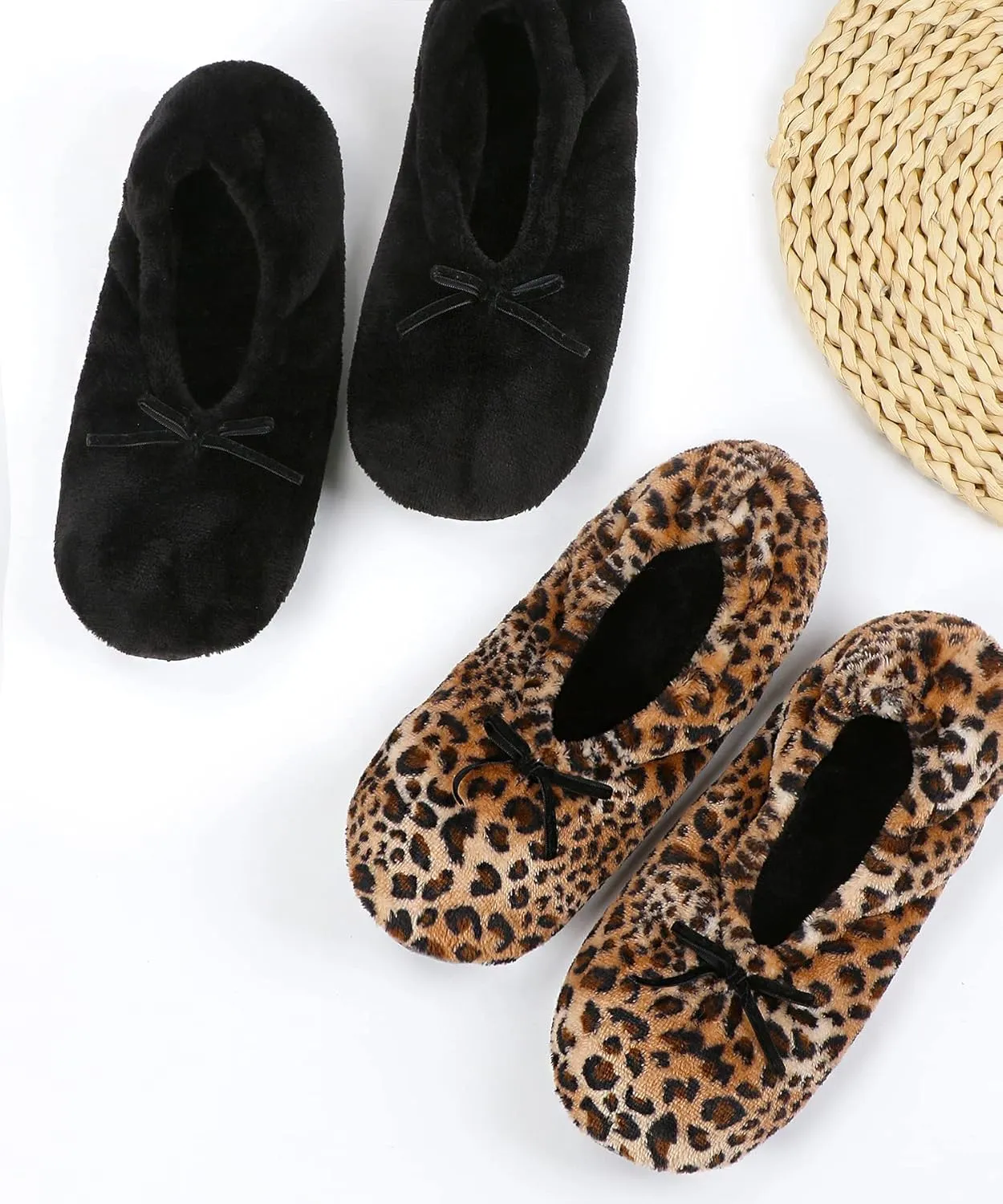 Keyela Women's Memory Foam House Fluffy Ballerina Slippers Ballet Shoes Fuzzy Cute Faux Fur Closed Toe Slip On Indoor Slippers