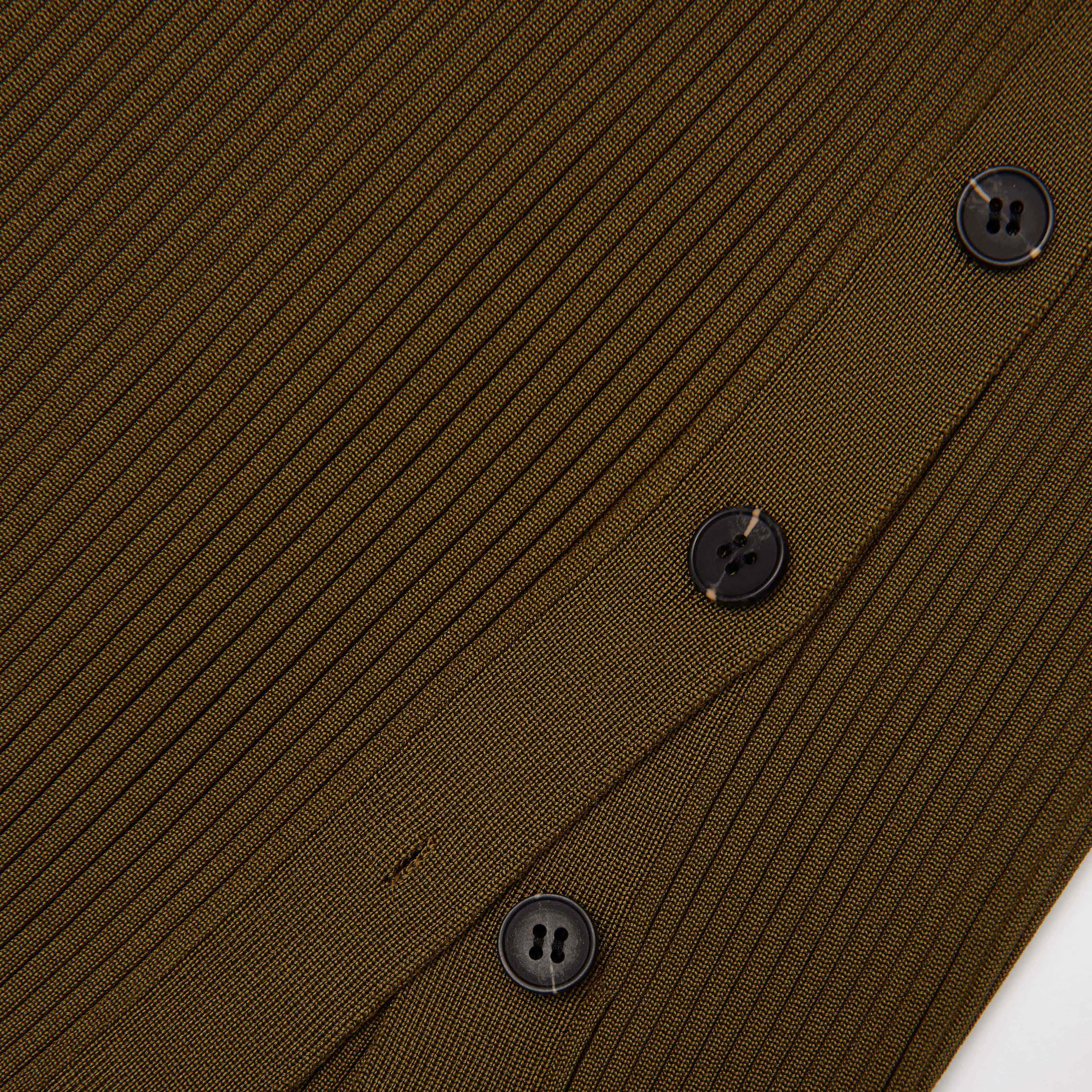 Khaki Cut Out Rib Knit Mini Dress