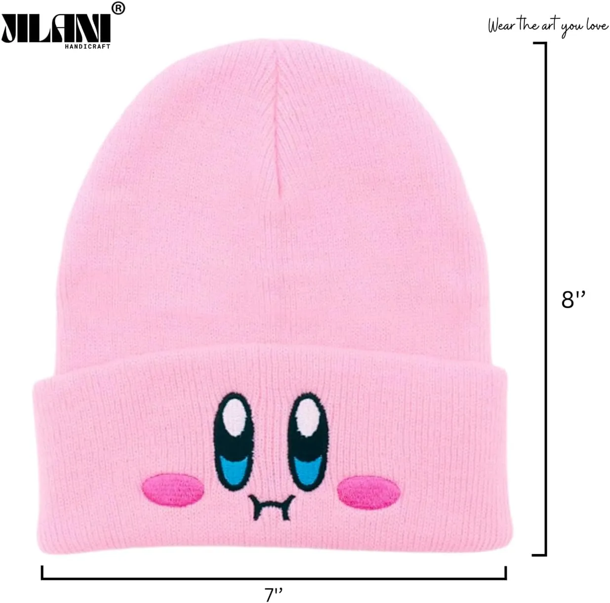 Kid-by Beanie Cute Anime Hat Kawaii Accessories Beanie Slouchy Embroided Face Knit Hats for Adult