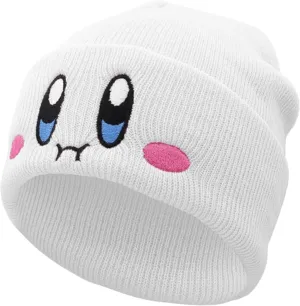 Kid-by Beanie Cute Anime Hat Kawaii Accessories Beanie Slouchy Embroided Face Knit Hats for Adult