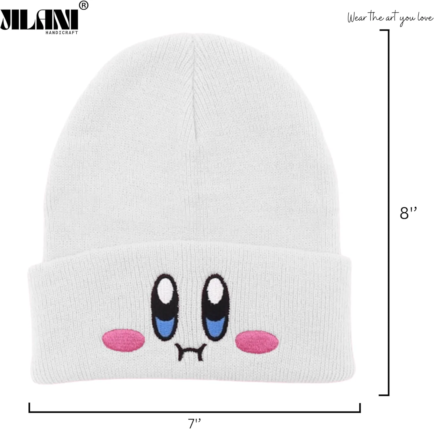 Kid-by Beanie Cute Anime Hat Kawaii Accessories Beanie Slouchy Embroided Face Knit Hats for Adult