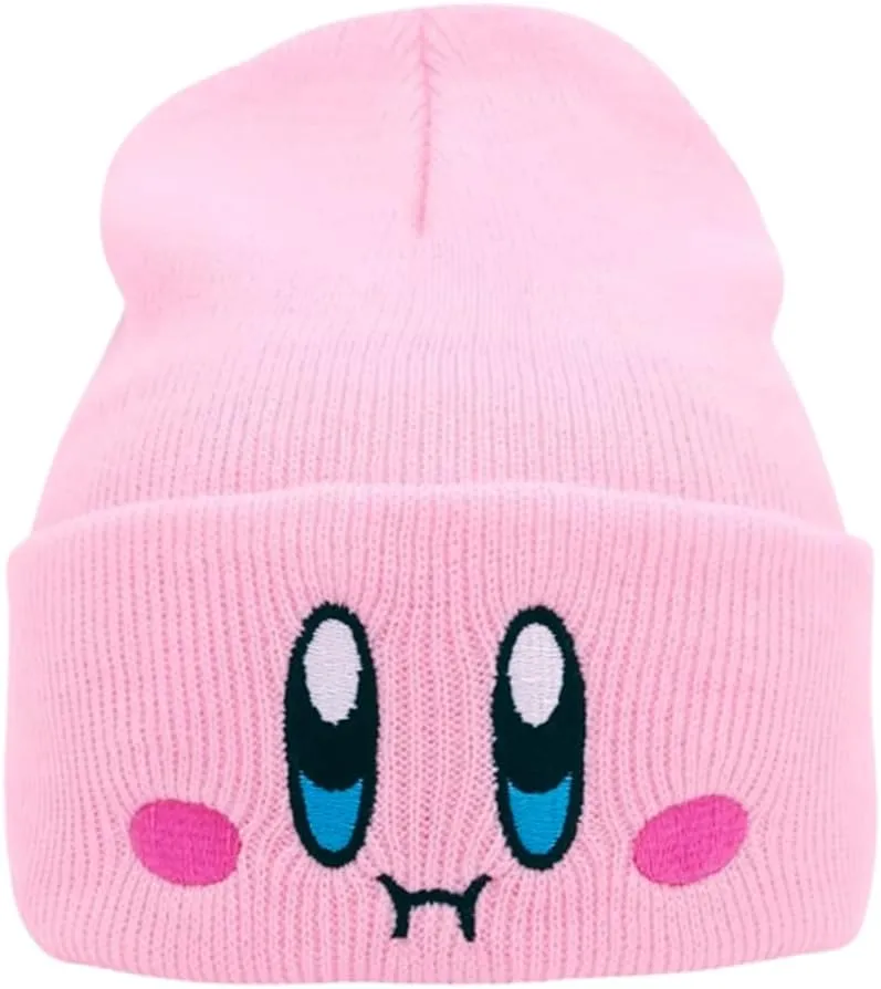 Kid-by Beanie Cute Anime Hat Kawaii Accessories Beanie Slouchy Embroided Face Knit Hats for Adult
