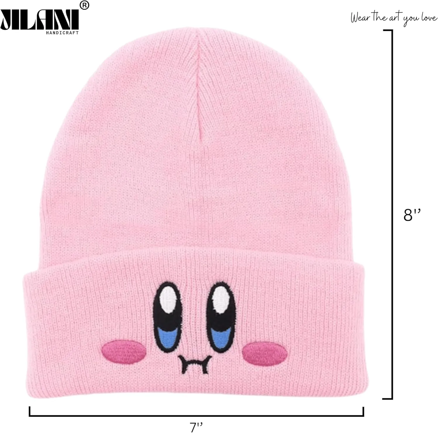 Kid-by Beanie Cute Anime Hat Kawaii Accessories Beanie Slouchy Embroided Face Knit Hats for Adult