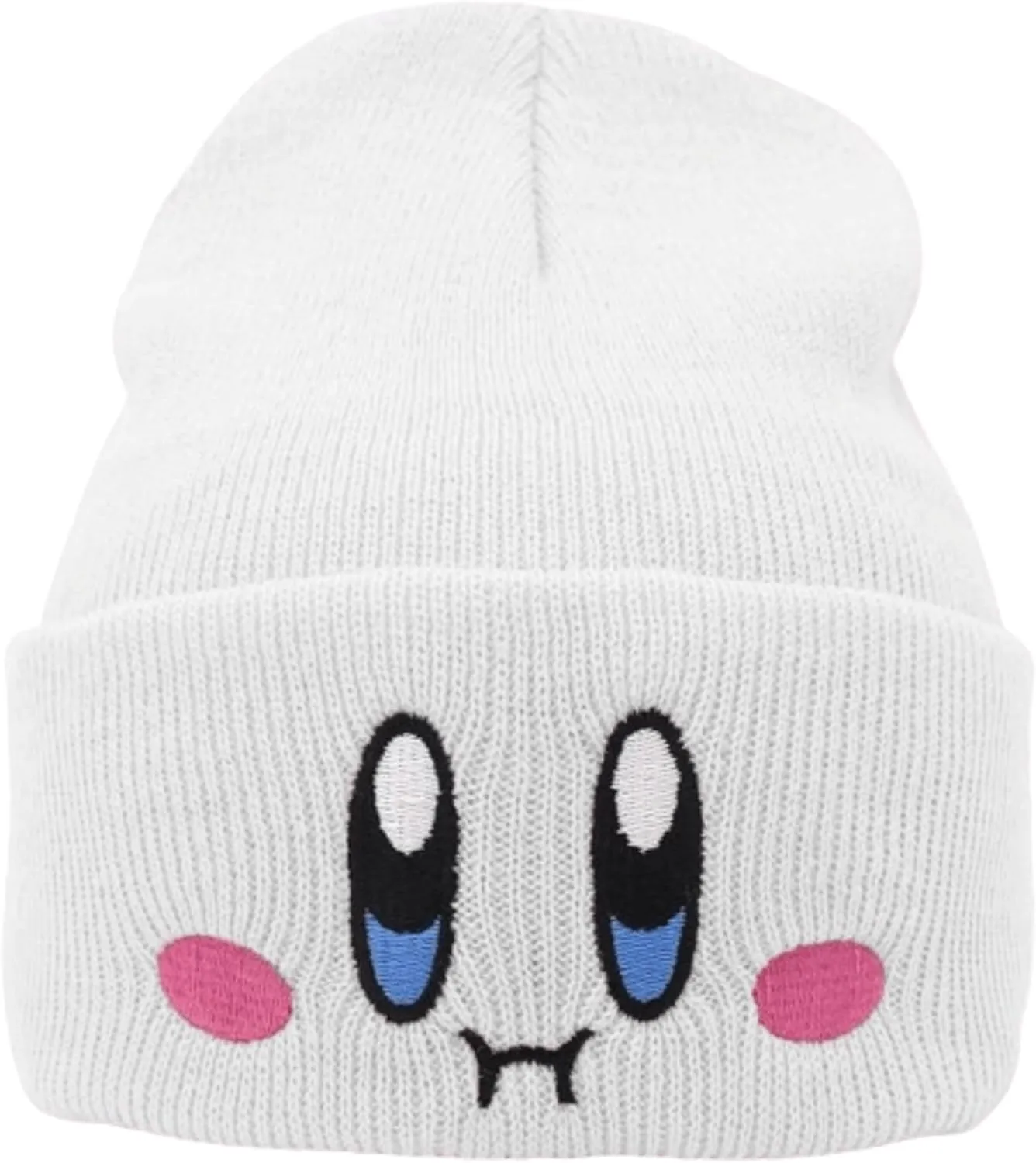 Kid-by Beanie Cute Anime Hat Kawaii Accessories Beanie Slouchy Embroided Face Knit Hats for Adult