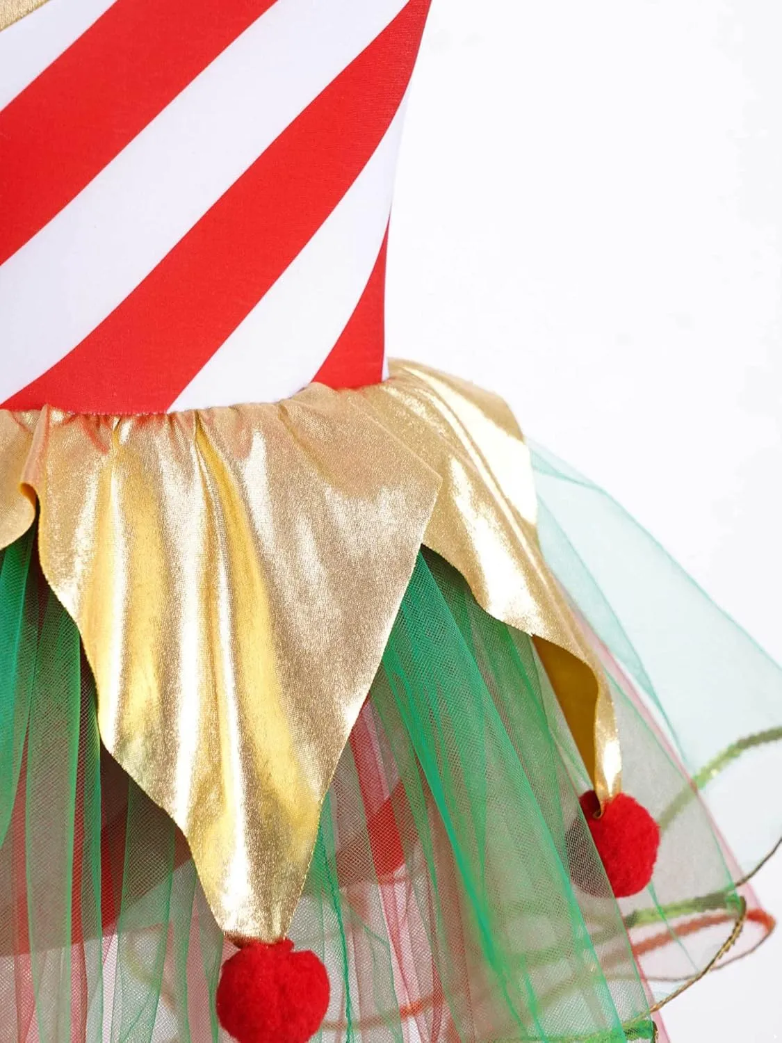 Kids Girls Candy Cane Striped Sequins Ballet Tutu Dance Dress Figure Ice Skating Dress Christmas Costume