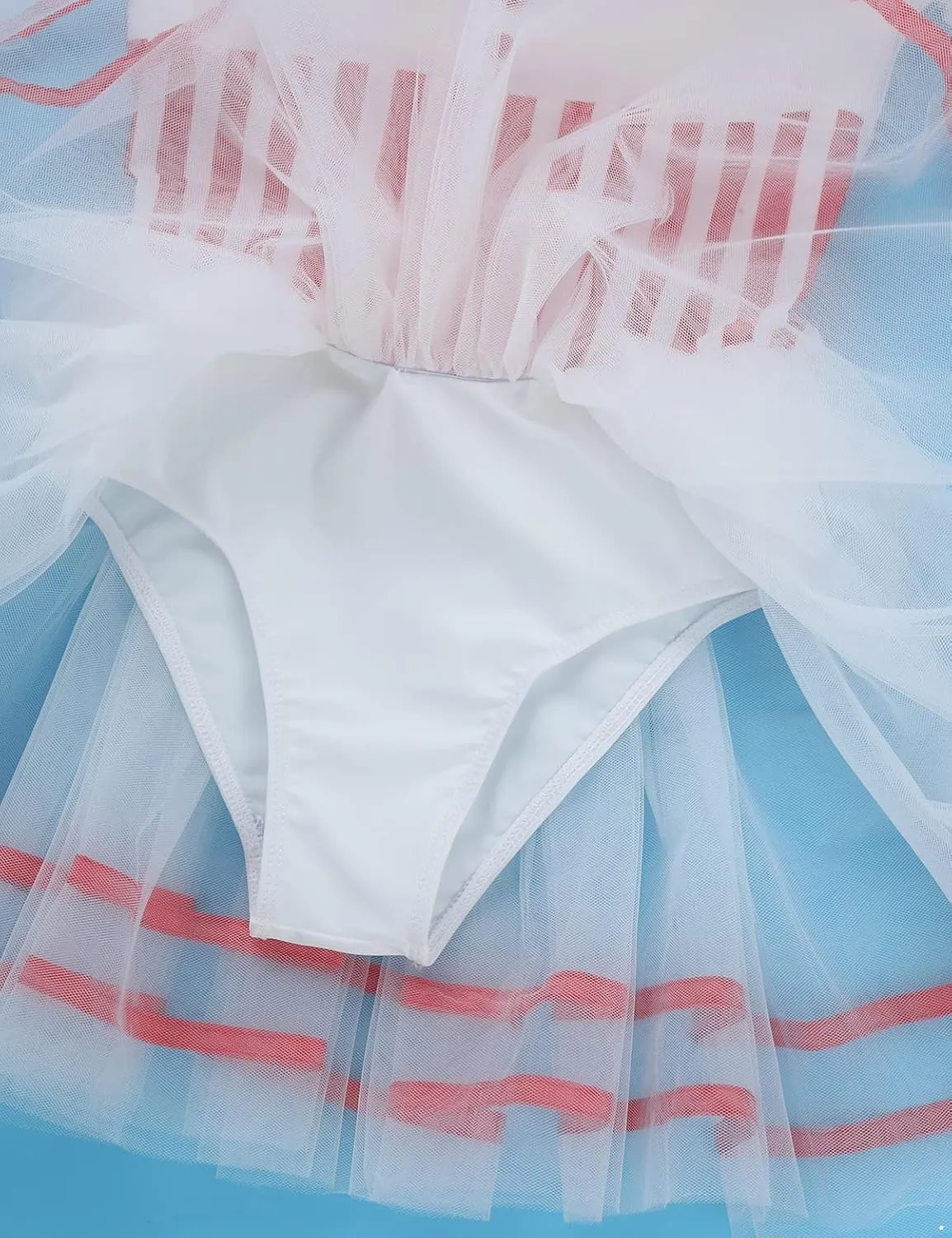 Kids Girls Feather Trim Ballet Tutu Dress Figure Ice Skating Leotard Dress Christmas Snowman Dance Costume