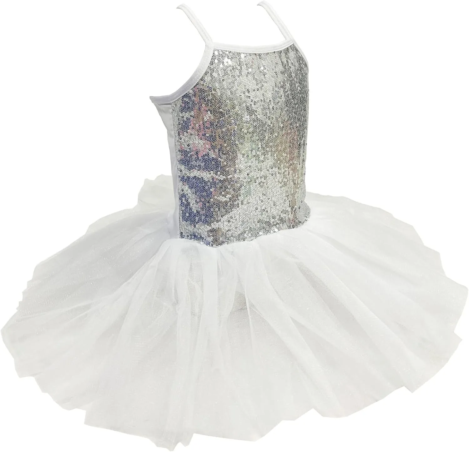 Kids Girls Sequined Spaghetti Straps Leotard Skirt Ballet Dance Tutu Sweetheart Ballerina Costume