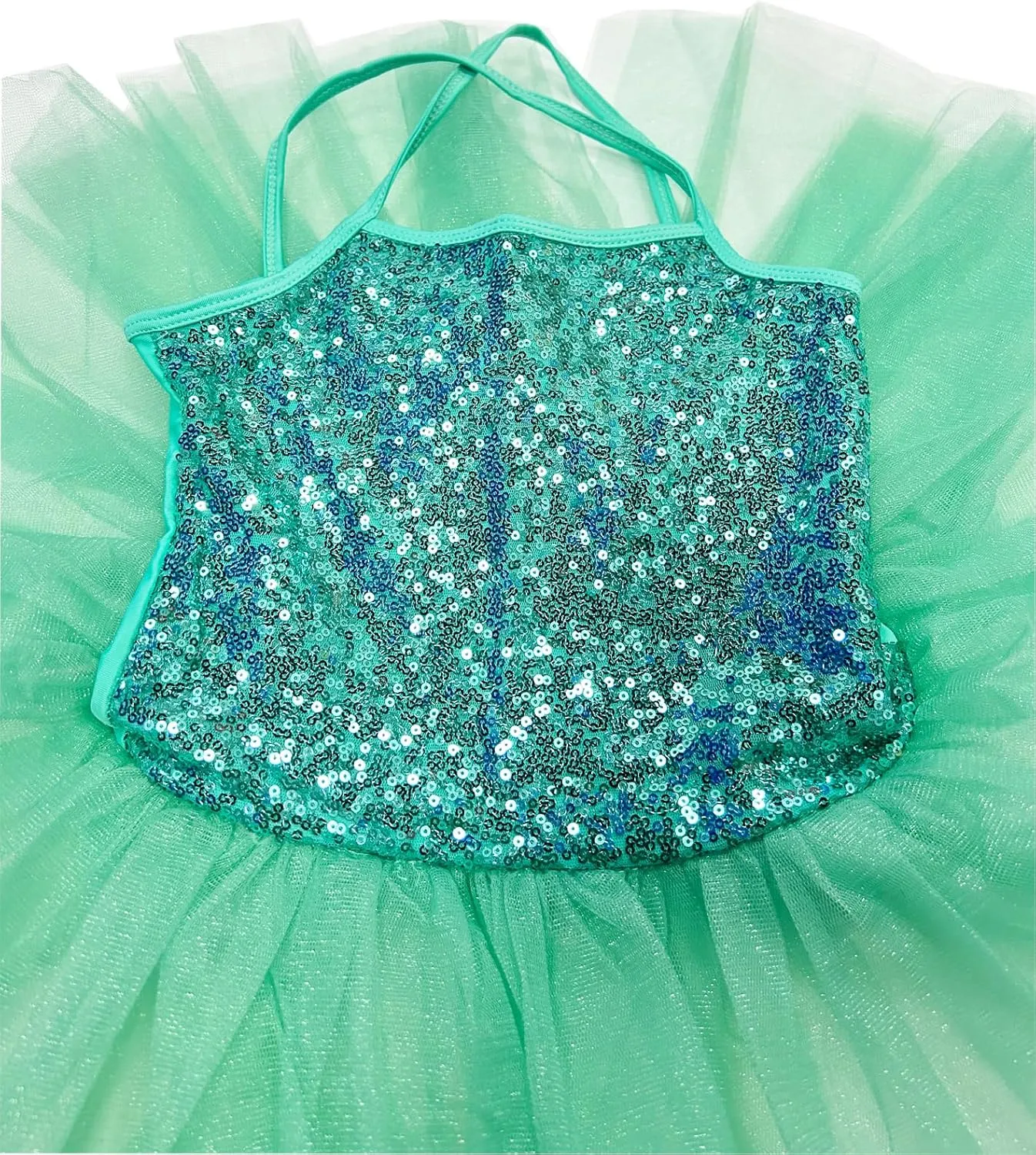 Kids Girls Sequined Spaghetti Straps Leotard Skirt Ballet Dance Tutu Sweetheart Ballerina Costume