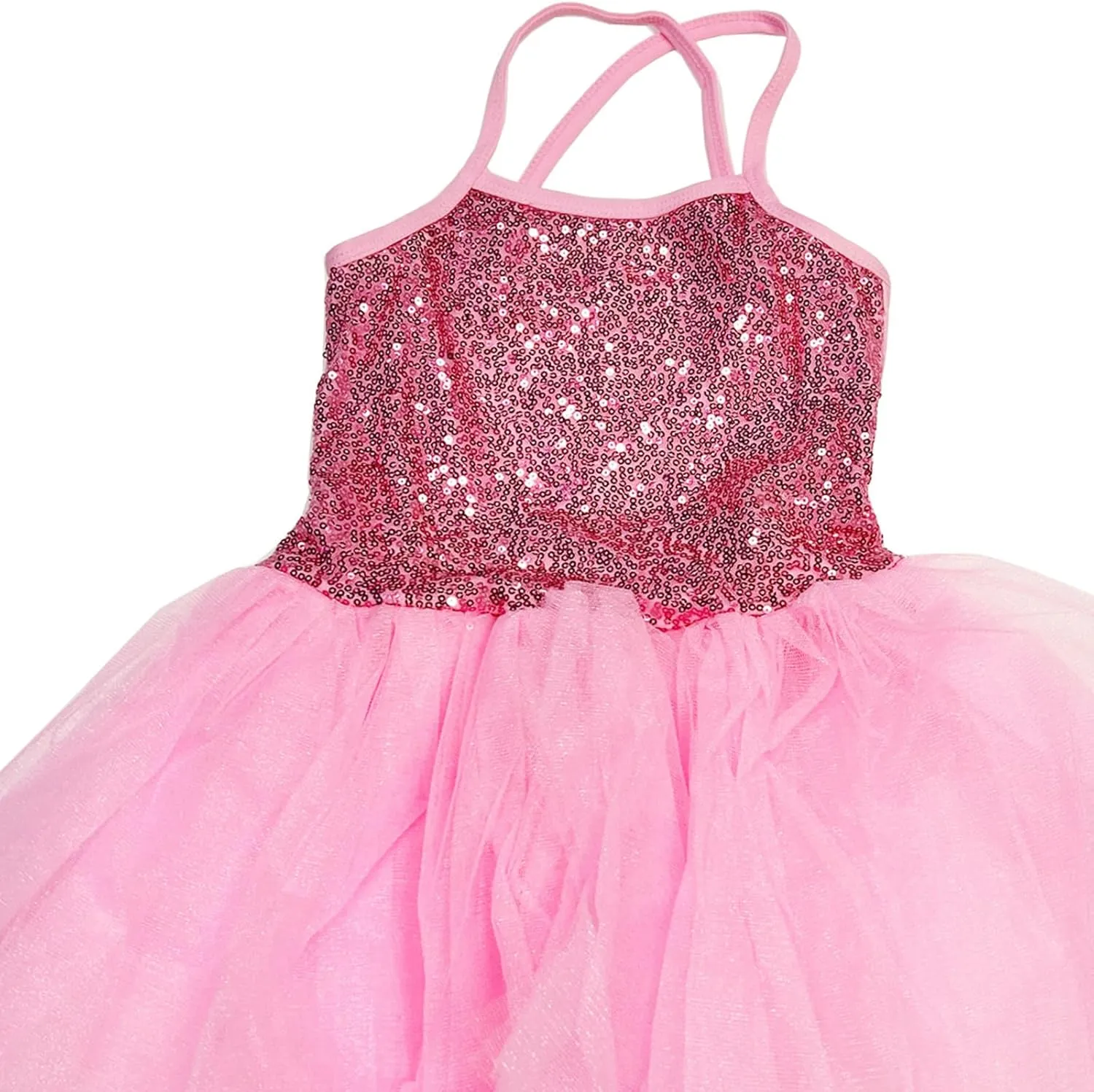 Kids Girls Sequined Spaghetti Straps Leotard Skirt Ballet Dance Tutu Sweetheart Ballerina Costume