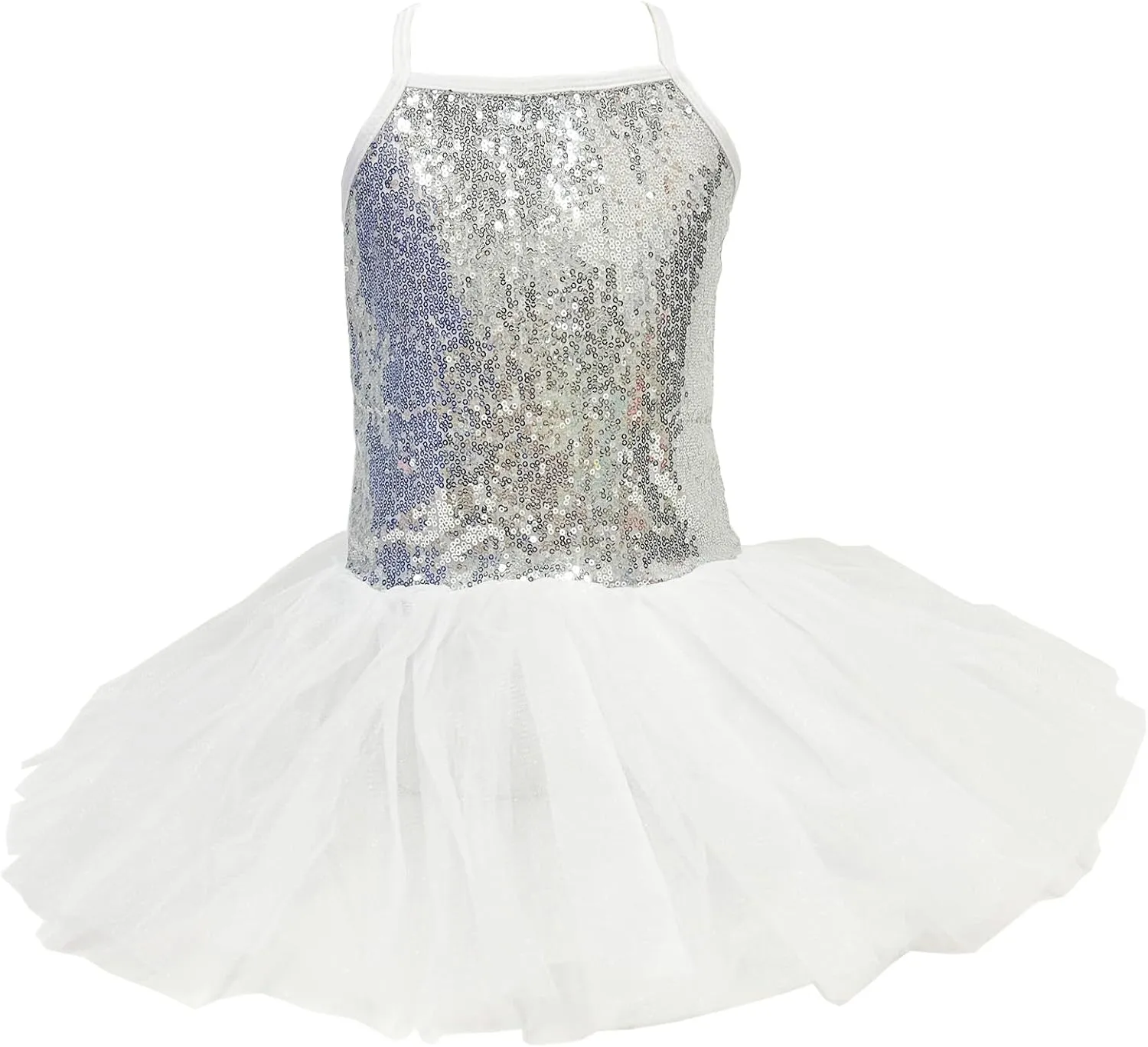 Kids Girls Sequined Spaghetti Straps Leotard Skirt Ballet Dance Tutu Sweetheart Ballerina Costume